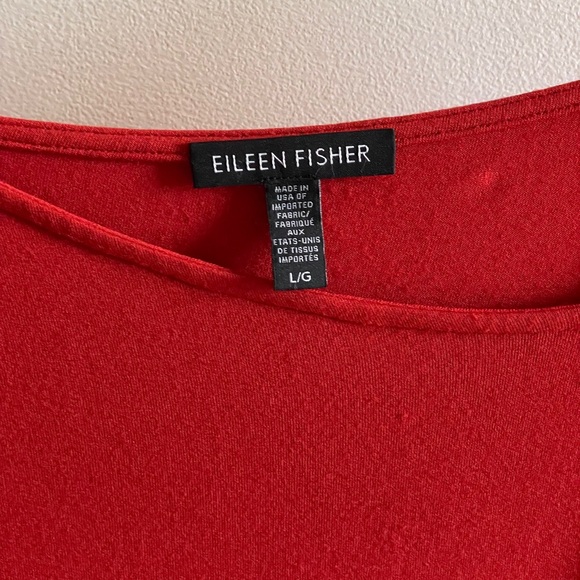 Eileen Fisher Viscose Jersey Dress Asymmetrical Boat Neckline in Red - Picture 3 of 3